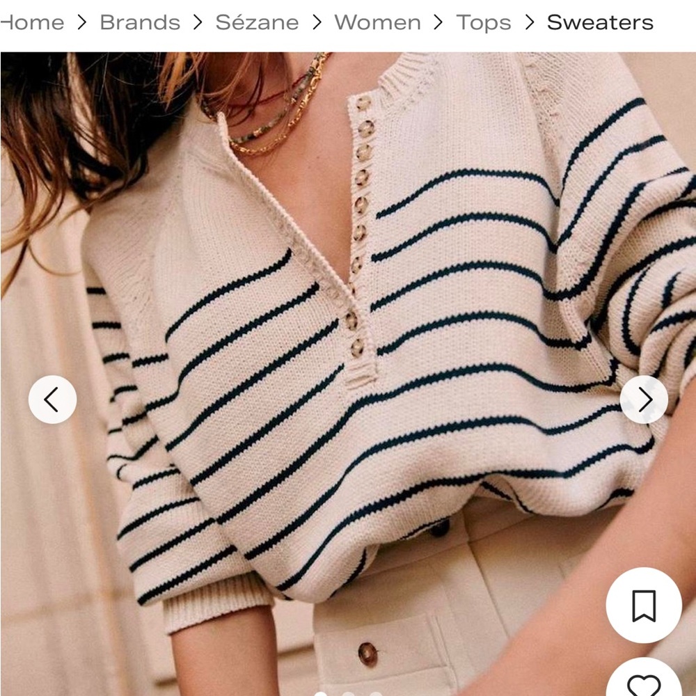 Sézane Leontine sweater in ecru and navy stripes